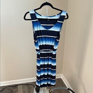 Merona Blue and White Striped Midi Dress